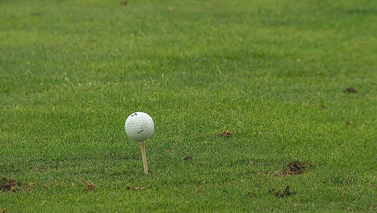 A golf ball on a tee